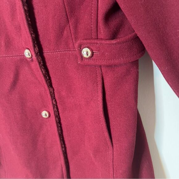 Kate Spade Faux Shearling Trim Lipstick Red Wool Blend Peacoat Size Large - Picture 10 of 14